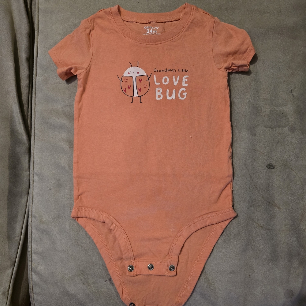 Carter's Peach/Orange 'Love Bug' Short-Sleeve Bodysuit